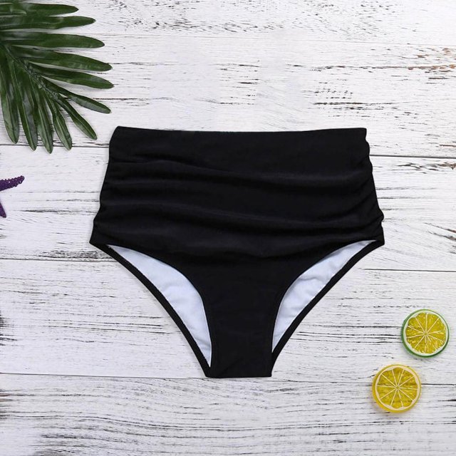 Pisexur Bas de Bikini Taille Haute pour Femmes Rétro Froncé Short de Bain Froncé Culotte de Tankini