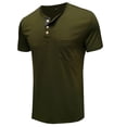 thumbnail image 4 of Camisa de manga corta con cuello redondo y botones para hombre: poliéster, color liso, informal/de ocio, tallas grandes, invierno/primavera, 4 of 5