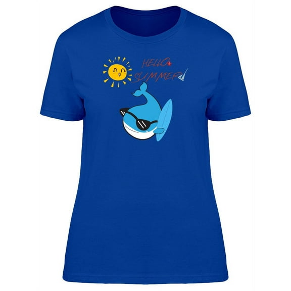 Whale With Surfboard Summer T-Shirt Women -Image by Shutterstock, Female Small