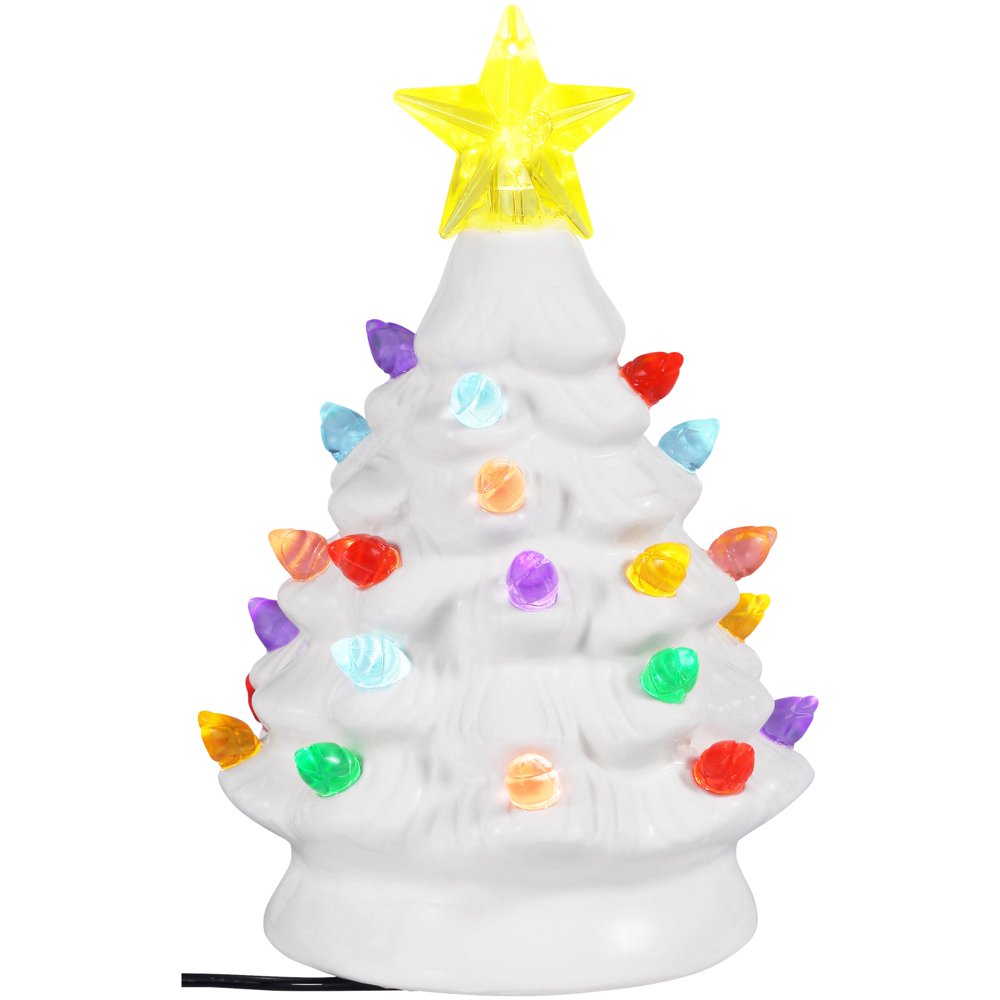 Holiday Time Mr. Christmas White Nostalgic Tree with Multicolored Mr Christmas Tree