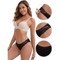 thumbnail image 3 of DARING DIVA Women's Lace Ribbed Low Waisted Butt Lifting Underwear XL Black, 3 of 6