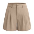 thumbnail image 7 of Bloomae Womens Shorts Casual Fashion Summer Elastic High Waist Zipper Button Tailored Shorts Loose Wide Leg Pleated Beach Vacation Clothes with Pockets Khaki L, 7 of 7