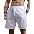 thumbnail image 2 of Men'S Quick Dry Elastic Waist Drawstring Loose Fit Athletic Gym Shorts White 5XL, 2 of 5