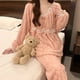 thumbnail image 5 of Pijamas de terciopelo Coral grueso para mujer, ropa de dormir cálida de Color puro, traje informal, ropa de noche cómoda, otoño e invierno, 2024, 5 of 5