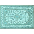 thumbnail image 1 of Ahgly Company Indoor Rectangle Medallion Light Blue Traditional Area Rugs, 6' x 9', 1 of 4