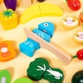 thumbnail image 3 of Pretend Toy Wooden Simulation Kitchen Play House Montessori Educational Toy For Children Kids Gift Cutting Fruit Vegetable Set, 3 of 7
