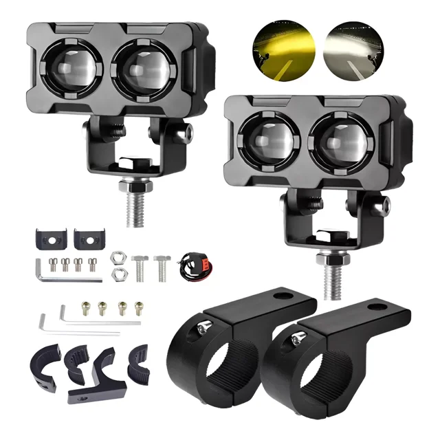 1 Pares De Faros Led Auxiliares + Soporte, Para Moto/coche