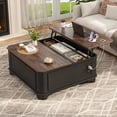 thumbnail image 2 of ANPOO 40" Farmhouse Lift Top Coffee Table with Charging Station, Square Wood Center Table with Large Hidden Storage Compartment for Living Room, 2 of 7