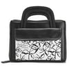 Black and White Flower Briefcase Style Leather Like Vinyl Bible Cover Large