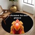 thumbnail image 2 of Round Rugs 8Ft, Funny Chicken Round Area Rug Washable Indoor Throw Carpet, Welcome To OUR Place Modern Retro Large Non Slip Circle Rug for Kids Room RV Home Decor Aesthetic, 2 of 8