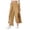 a-155Khaki36, variant on Womens Solid Color Breathable Split Wide Leg Pants With Elastic High Waist Pockets For Casual Daily Wear Summer Outings Black