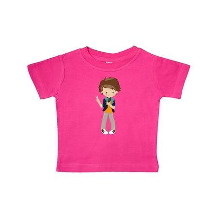 

Inktastic Rock Boy Brown Hair Band Singer Microphone Gift Baby Boy T-Shirt