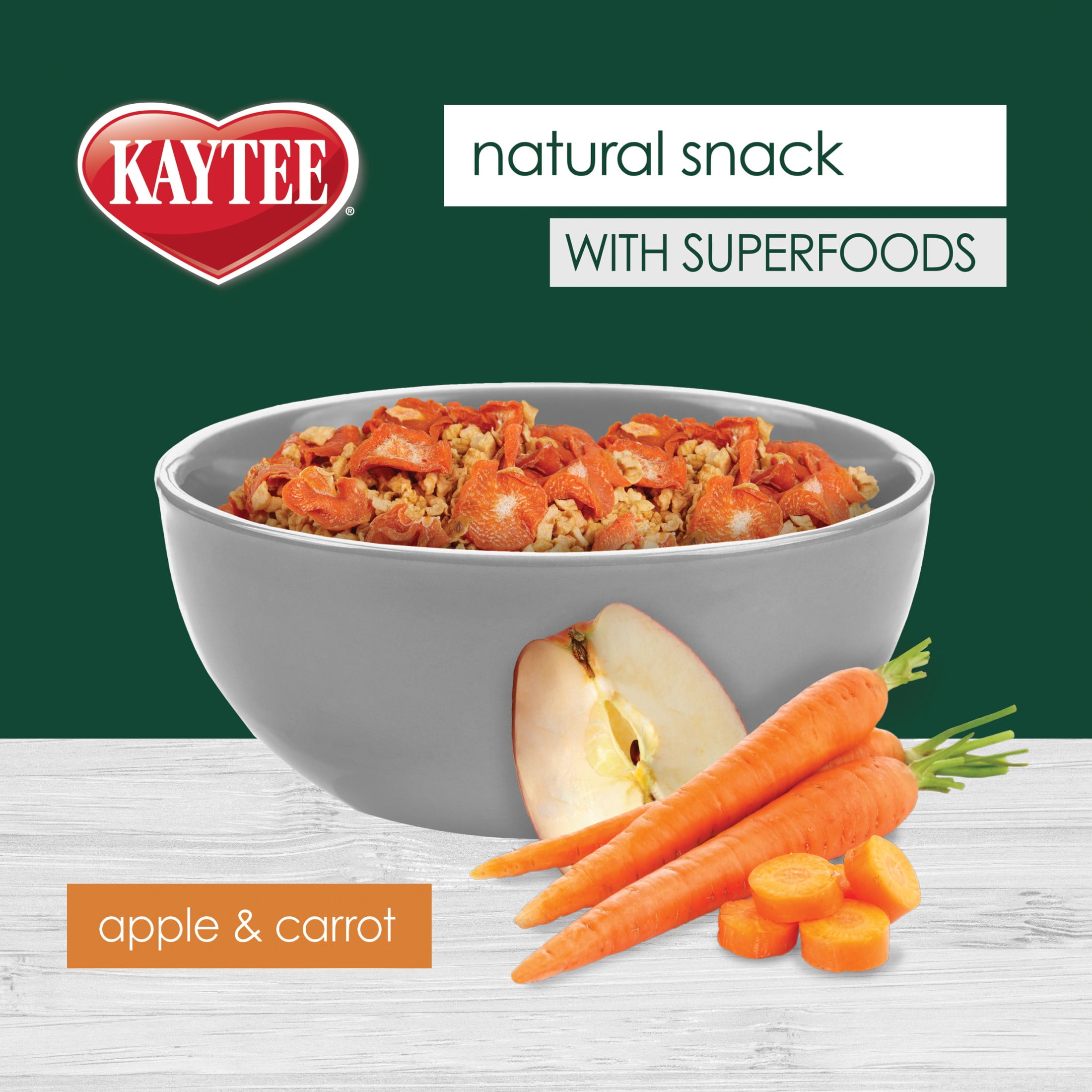 (3 pack) Kaytee Natural Snack with Superfoods, Carrot & Apple, Treat for Small Animals, 2.5 Ounces