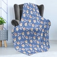 thumbnail image 4 of Cat Soft Flannel Fleece Throw Blanket, Repetitive Maneki-Neko Motifs Japanese Inspired, Cozy Plush for Indoor and Outdoor Use, 60" x 80", Azure Blue Dark Pink, by Ambesonne, 4 of 5