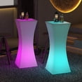 thumbnail image 1 of Mjkone Table de Bar à Cocktail Carrée en Forme de Sablier avec Éclairage DEL et Télécommande, Mobilier Lumineux Rechargeable à 16 Couleurs RVB Changeantes pour Boîte de Nuit et Fête, 1 of 7