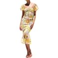 thumbnail image 1 of HAHDAXIA Robe Midi à Encolure Carrée pour Femmes Boho Florale Manches Bouffantes Queue de Poisson Robe Longue Moulante pour Plage Cocktail Été Mode Urbaine, 1 of 7