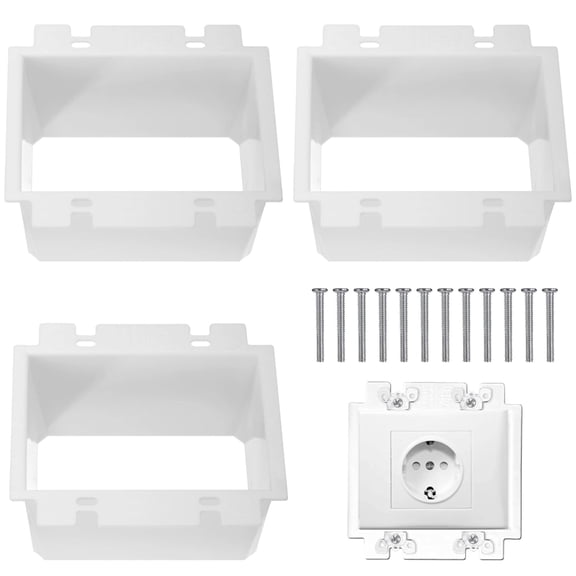 3 Pcs Electrical Box Extenders, BE2 Electrical Outlet Box Extenders with 12 Screws, 2-Gang Electrical Power Box Extensions, Power Switch Receptacles Accessories, White