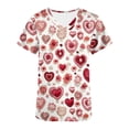 thumbnail image 5 of VKOYWKM Valentines Day Shirts for Women Scrub Tops Cute Heart Print V Neck Nurse Uniforms Short Sleeve Loose Fit Valentine Working Uniform with Pockets, 5 of 5
