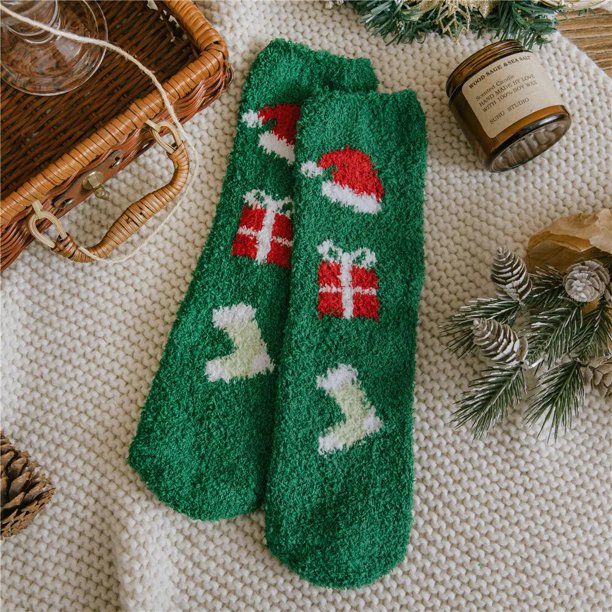 Calcetines de algodón con dibujos animados para mujer, calcetín informal de invierno, con dibujo de ciervo de David, para mantener el calor, ideal para regalo de Navidad, 1 par