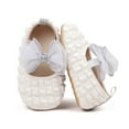thumbnail image 7 of XIMIN Infant Baby Girl Mary Jane Dress Flats Shoes Newborn Non-Slip Soft Sole First Walking Lightweight Sparkly Design Wedding Baptism Princess Shoes (0-3 Months, White), 7 of 7