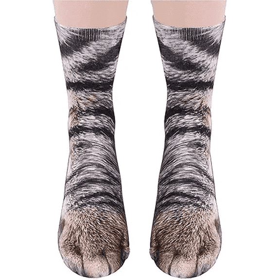 Funny Socks for Men Women Teens - Fun Animal Cat Paws Socks 3D White Elephant Novelty Gifts for Dad Husband Cute Funky Crazy Socks - Valentine's Christmas Gag Gifts Stocking Stuffers