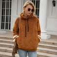 thumbnail image 2 of Sudadera con capucha Gibobby para mujer manga larga color sólido con cordón bolsillo Marrón XXL, 2 of 5