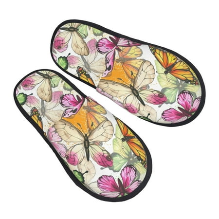 

House Slippers for Women Men - Butterflies2 Soft House Shoes Fuzzy Slippers Lightweight Slip-On Cozy House Slippers for Woman Indoor Outdoor