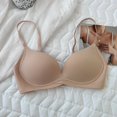 thumbnail image 1 of Peninsula - Ropa interior sin costuras ni aros de acero para mujer, copa fina fruncida en el pecho pequeño, copa triangular de color liso, sujetador cómodo de verano con soporte superior, 1 of 6
