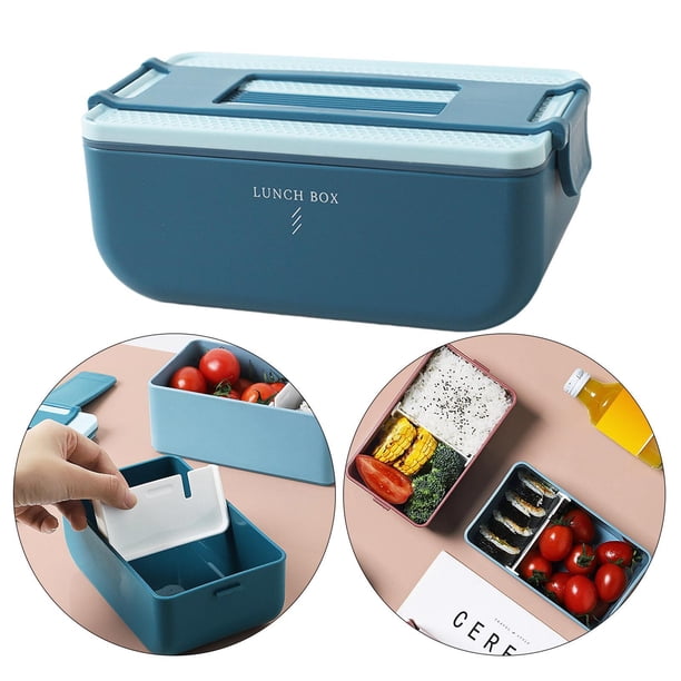 Bento Box Fiambrera comercial a prueba de Soporte de pared de partición extraíble Caja de almacenamiento de comida de picnic Sin BPA con Azul Macarena Estuche Bento