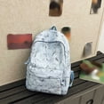 thumbnail image 6 of FUZHIQ Tie Dye Vintage School Backpack for 8th 9th 10th 11th Grade, Distressed Style Bookbag with Front Pocket, Casual Elementary Middle School Bag, Blue, 6 of 8