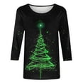 thumbnail image 5 of Craaazy Christmas Gifts For Women Round Neck 3/4 Sleeve Xmas Shirts Santa Pullover Snowman Tops Funny Christmas Tree Sweatshirt Womens Tops, 5 of 5