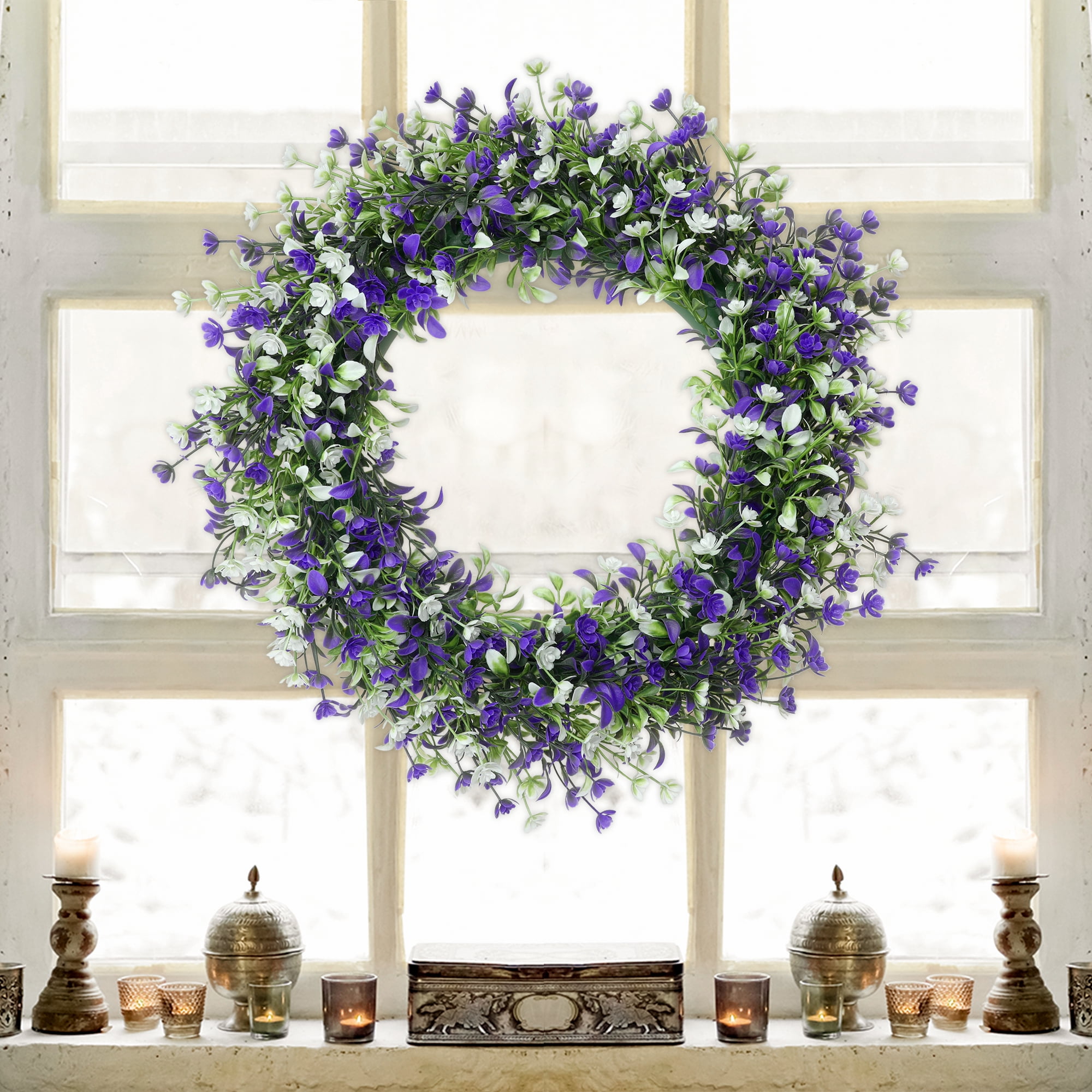 Unique Bargains Boxwood Wreaths for Front Door Fall Decorations Farmhouse Wreaths Purple