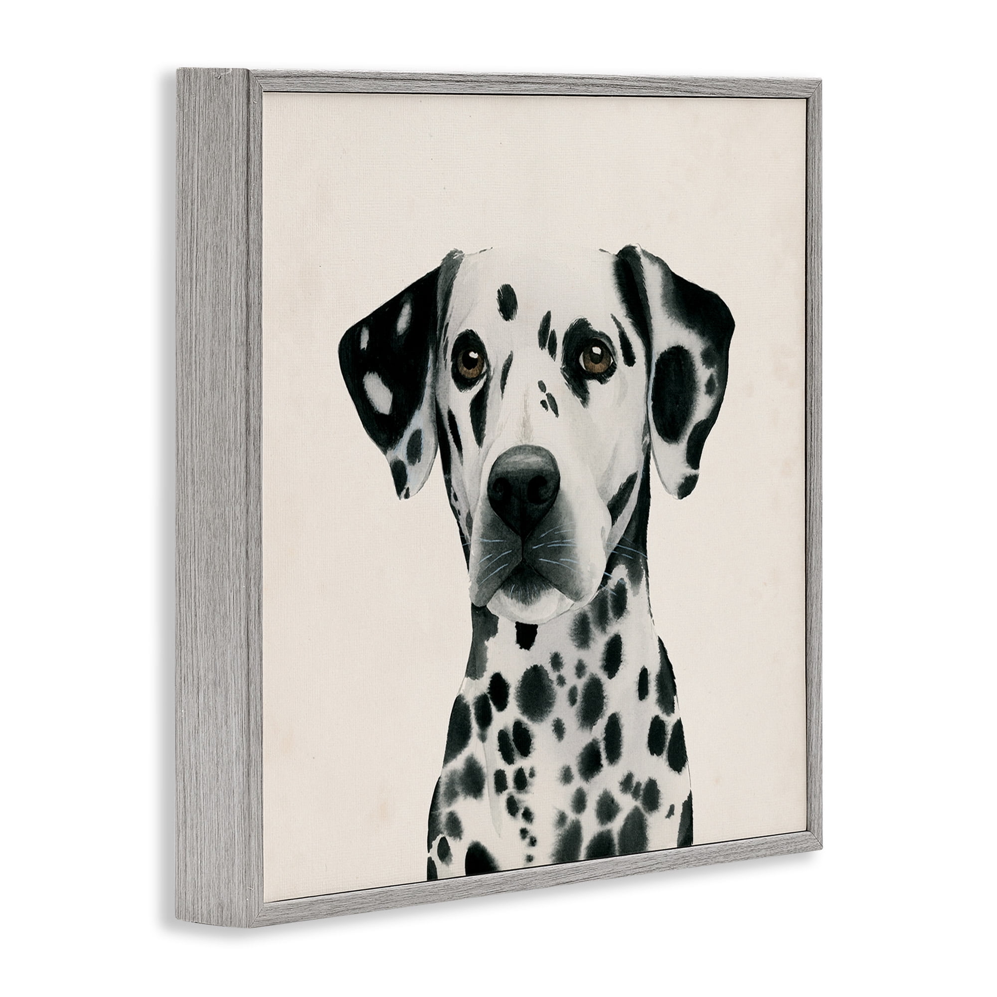 Stupell Industries Traditional Dalmatian Portrait Animals & Insects Painting Gray Framed Art Print Wall Art, 24 x 24