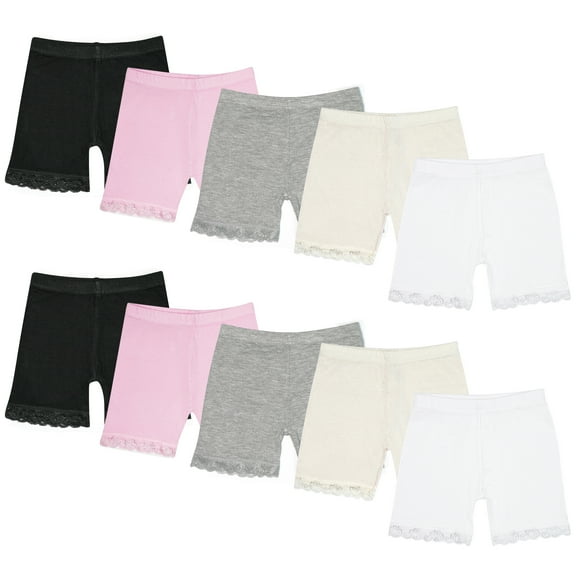 Girls Safety Dress Shorts Dance - Underskirts Cycling Bike Shorts Black White Pink Gym Sports Breathable Lace Pants 10 Pack 1-10 Years