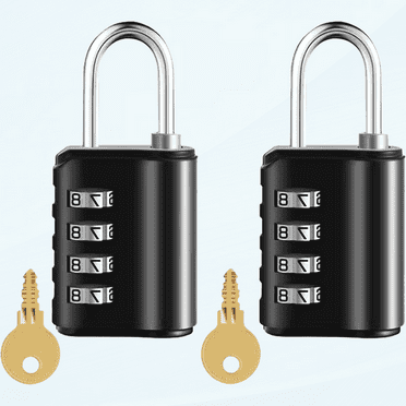 2 Pack Combination Padlock, 4 Digit Resettable Outdoor Waterproof Padlock with Keys, Combo Lock for School, Sports or Gym Locker, Employee Fence, Gate, Case, Toolbox, Hasp Storage (Black 2)