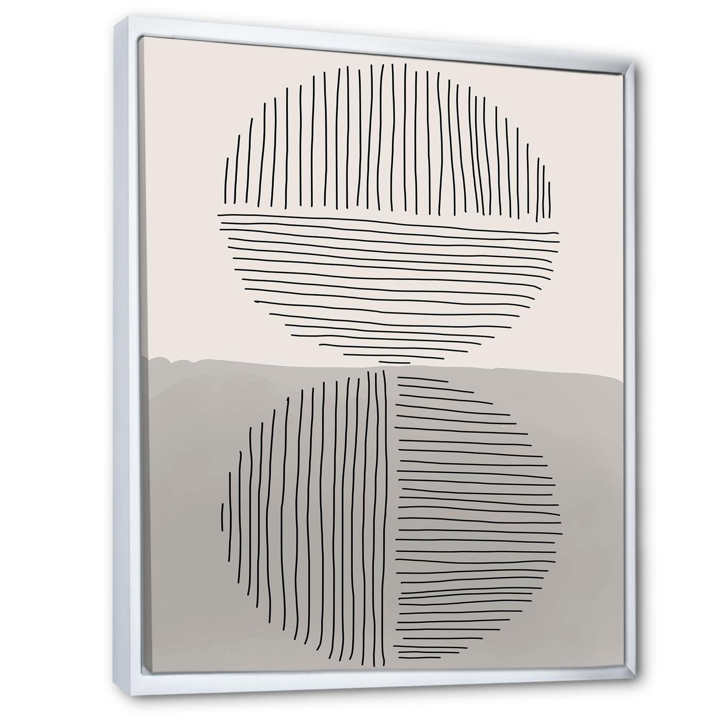 Designart Minimal Geometric Lines And Circle VI FLOAT FRAME WALL ART