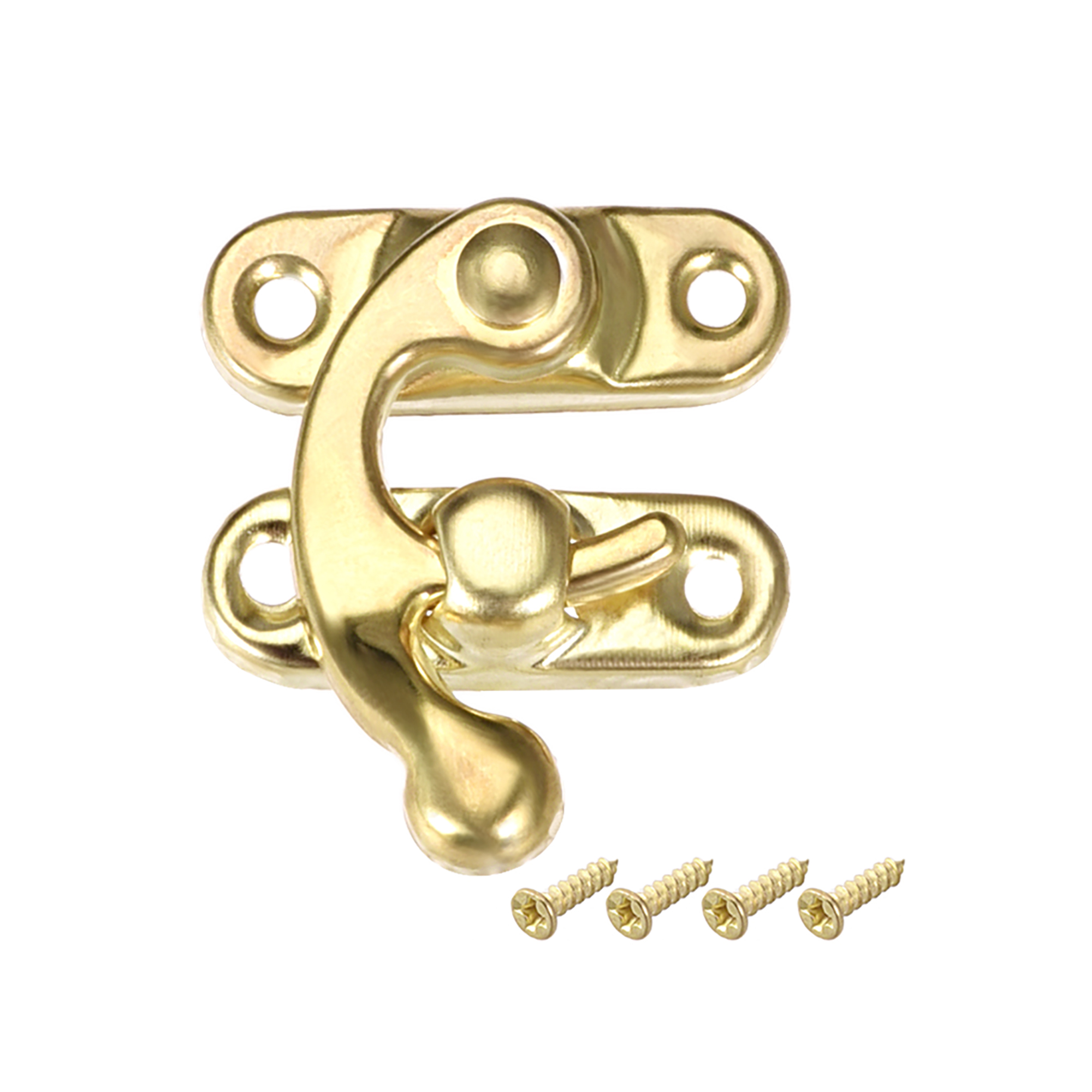 Antique Left Latch Hook Hasp, Swing Arm Latch Golden Plated w Screws 10