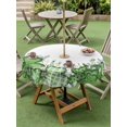thumbnail image 3 of St. Patrick's Outdoor Tablecloth - 54 Inch Round Dining Table Cover, Lucky Shamrock Green Eucalyptus Floral Plants Waterproof Outdoor Table Cloth with Umbrella Hole & Zipper for Picnic/Patio/Party, 3 of 7