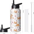 thumbnail image 2 of 32oz Cute Corgi Water Bottle with Handle and Flip Straw, Dog Sports Stainless Steel Insulated Cup, Travel Coffee Mug Tumbler, Birthday Mothers Day Chritmas Gifts for Women Animal Lovers, 2 of 6