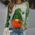 thumbnail image 4 of Penkiiy T-Shirt Imprimé pour la Saint-Patrick pour Femmes, Col Rond, Manches Longues, Chandail en Molleton Imprimé, Blouse, Hauts, Vert, 4 of 5