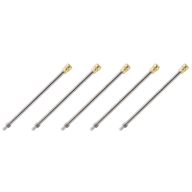 5X Rallonge de Nettoyeur Haute Pression 17 Pouces Acier Inoxydable 1/4 Pouce Buse de Nettoyeur Électrique à Connexion Rapide, 5 * Rallonge de Nettoyeur Haute Pression, Argent