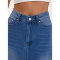 thumbnail image 5 of DARING DIVA Women's Denim Maxi Contrast Panel A Line Long Jean Skirts Small Blue, 5 of 7