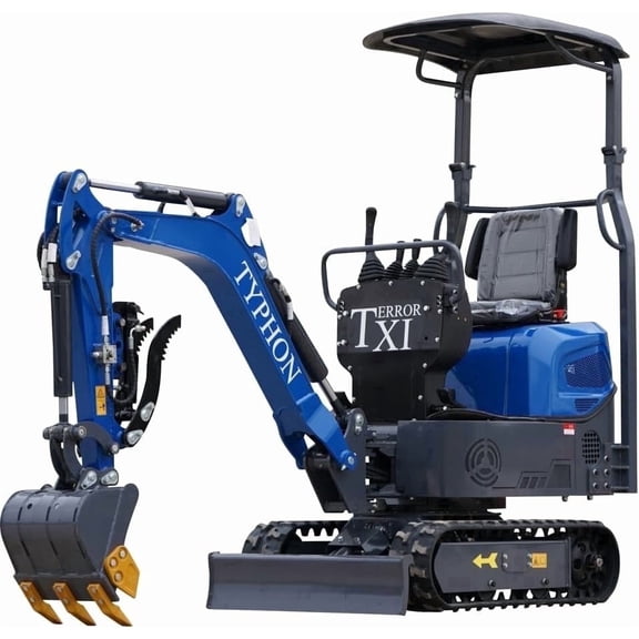 TYPHON Storm Mini Excavator - 1.1 Ton Trench Digger with Boom Swing, Bucket