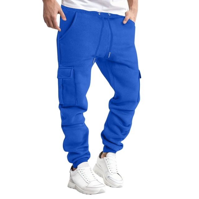 Men's Casual Pants for Autumn Winter Workwear with Solid Color Pockets and Elastic Waist - Lace Up Trousers for Everyday Comfort and Durable Performance