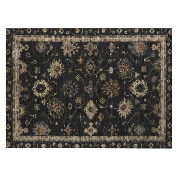 Dalyn Rugs Machine Washable Indoor/Outdoor Chantille ACN2045 Black 1'8" x 2'6" Rug