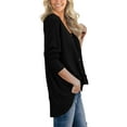thumbnail image 3 of JWD Womens Loose Blouse Long Sleeve V Neck Button Down T Shirts Tie Front Knot Casual Tops Black XL, 3 of 5