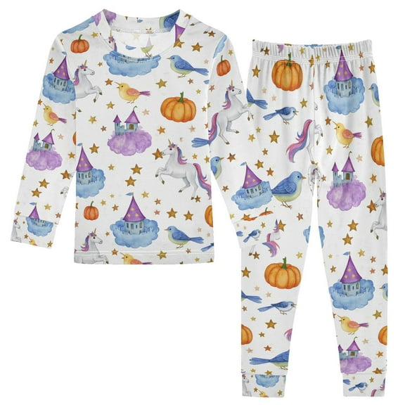 joogoo Unicorn and Stars 2 Piece Long Sleeve Tee and Pants Cotton Pajama Set 5Y