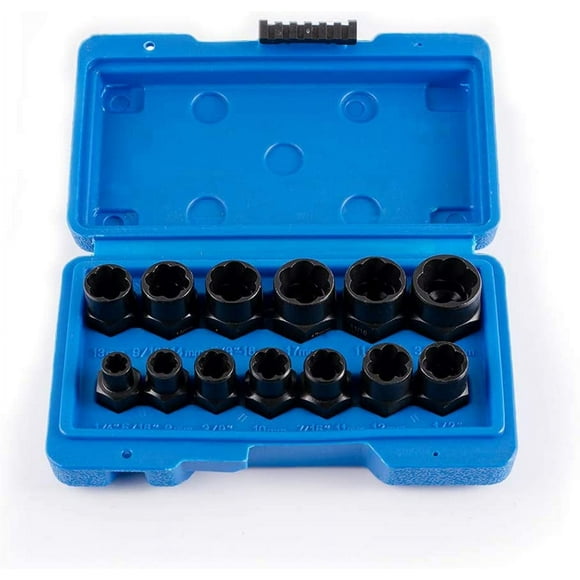 6-19 mm Socket Set for Tightened Screws, 13-Piece Professional Tool Universal Nut Extractor Kit