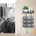 thumbnail image 6 of Yucurem Towel Storage Rack for Bathroom, Wall Mounted Towel Rack with Shelf and 5 Hooks, Metal Towel Holder for Small Bathroom Organizer Decor or RV Camping, 6 of 6