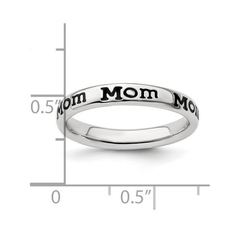 Sterling Silver Stackable Expressions Enameled 'Mom' Ring Sterling Silver Stackable Expressions Enameled 'Mom' Ring